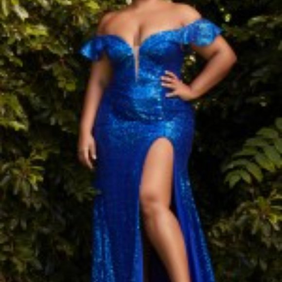 COPY - Black formal dress,red,royal,emerald,blush off the shoulder plus size dr… - Picture 9 of 10